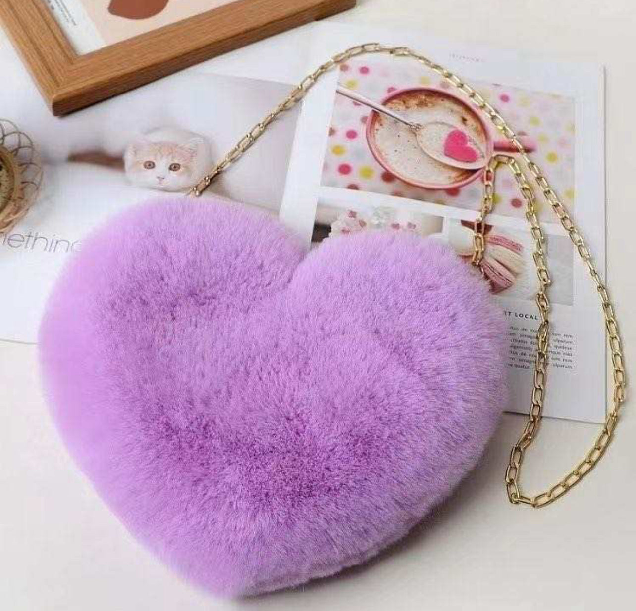 FUZZY heart purse