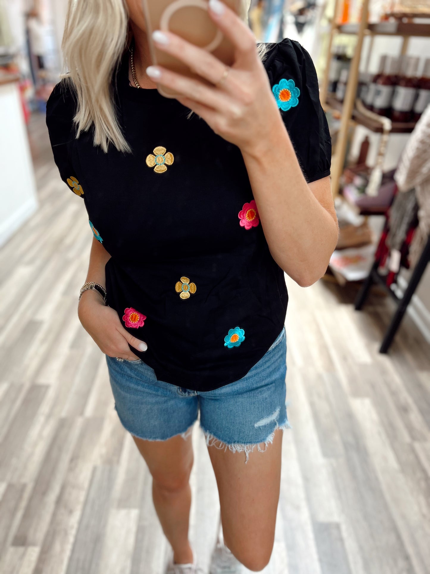 Embroidered Floral Top