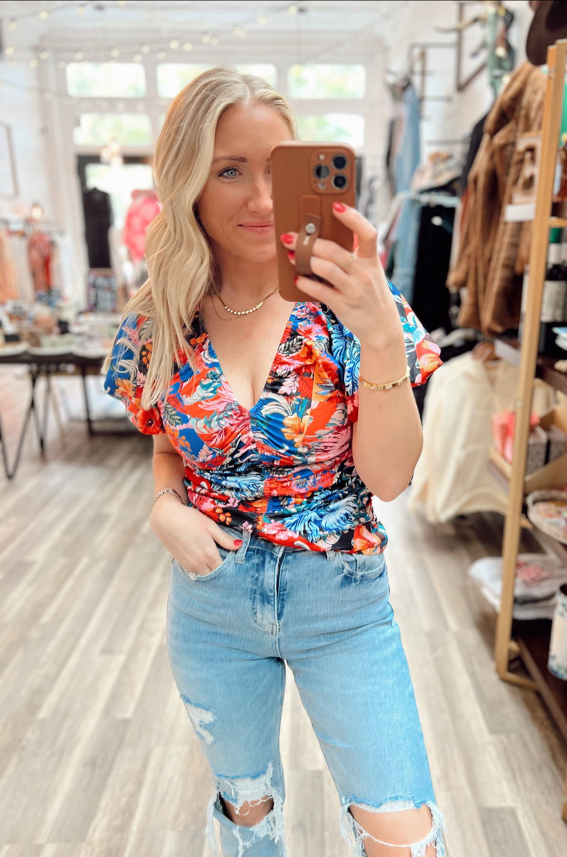 Floral Ruched Top