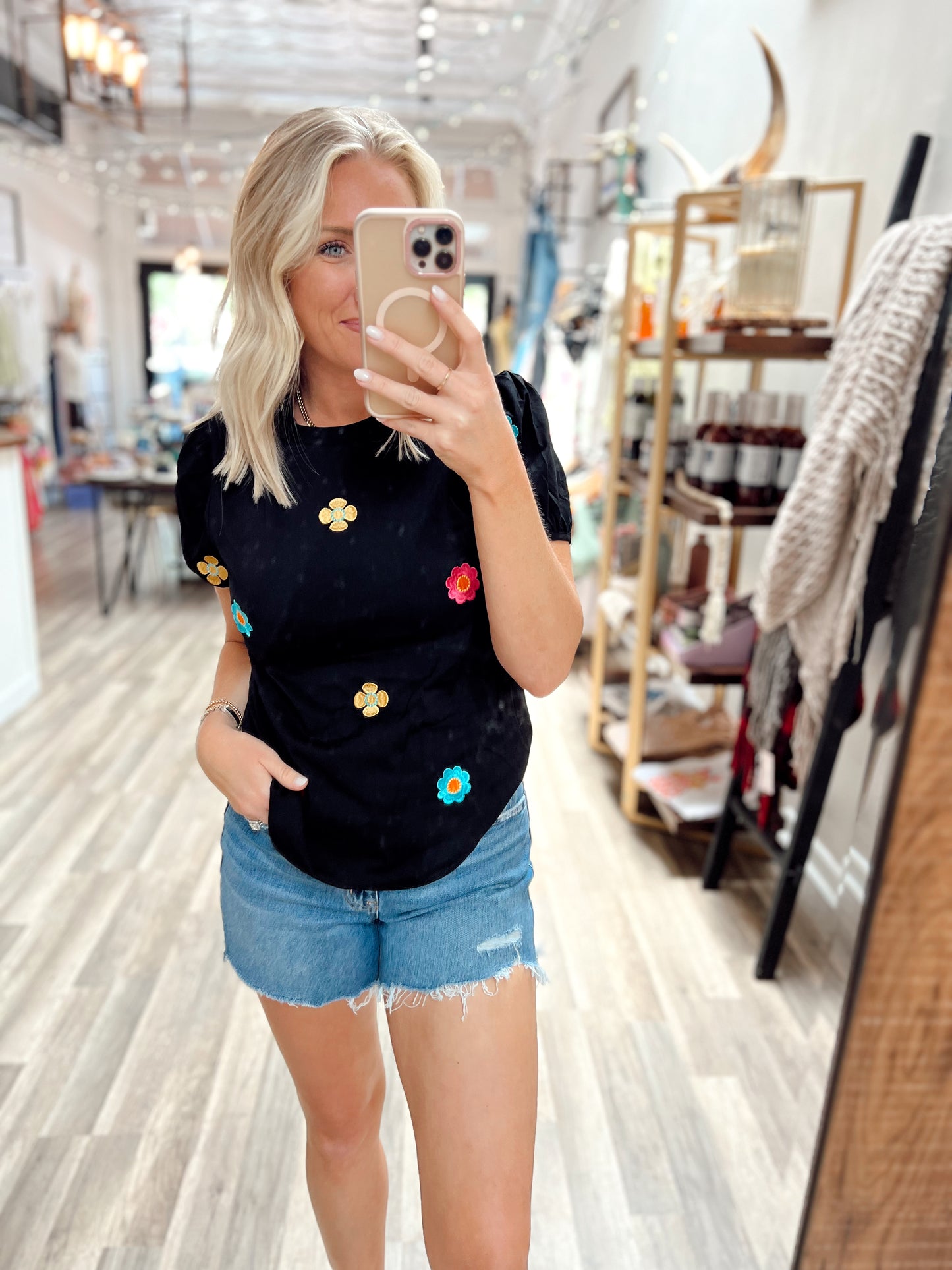 Embroidered Floral Top
