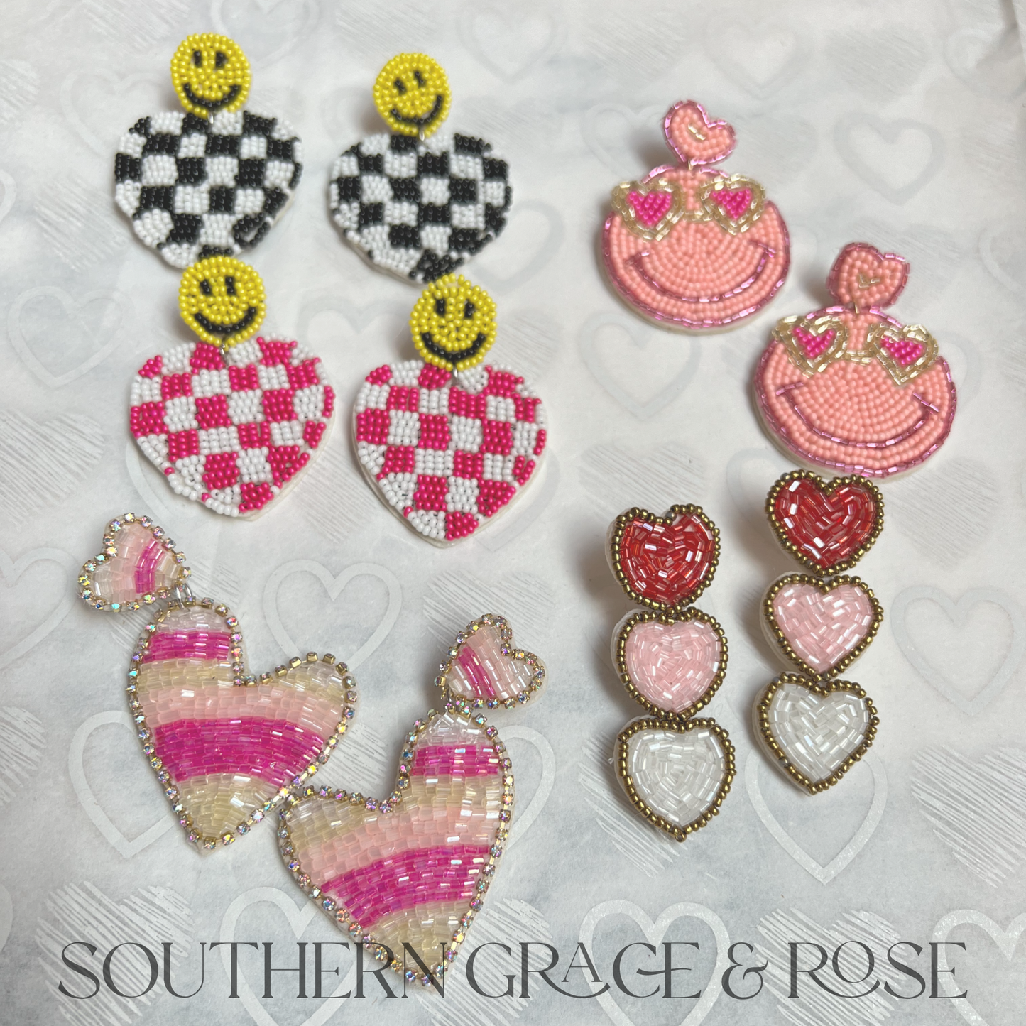 Beaded Earrings- Hearts