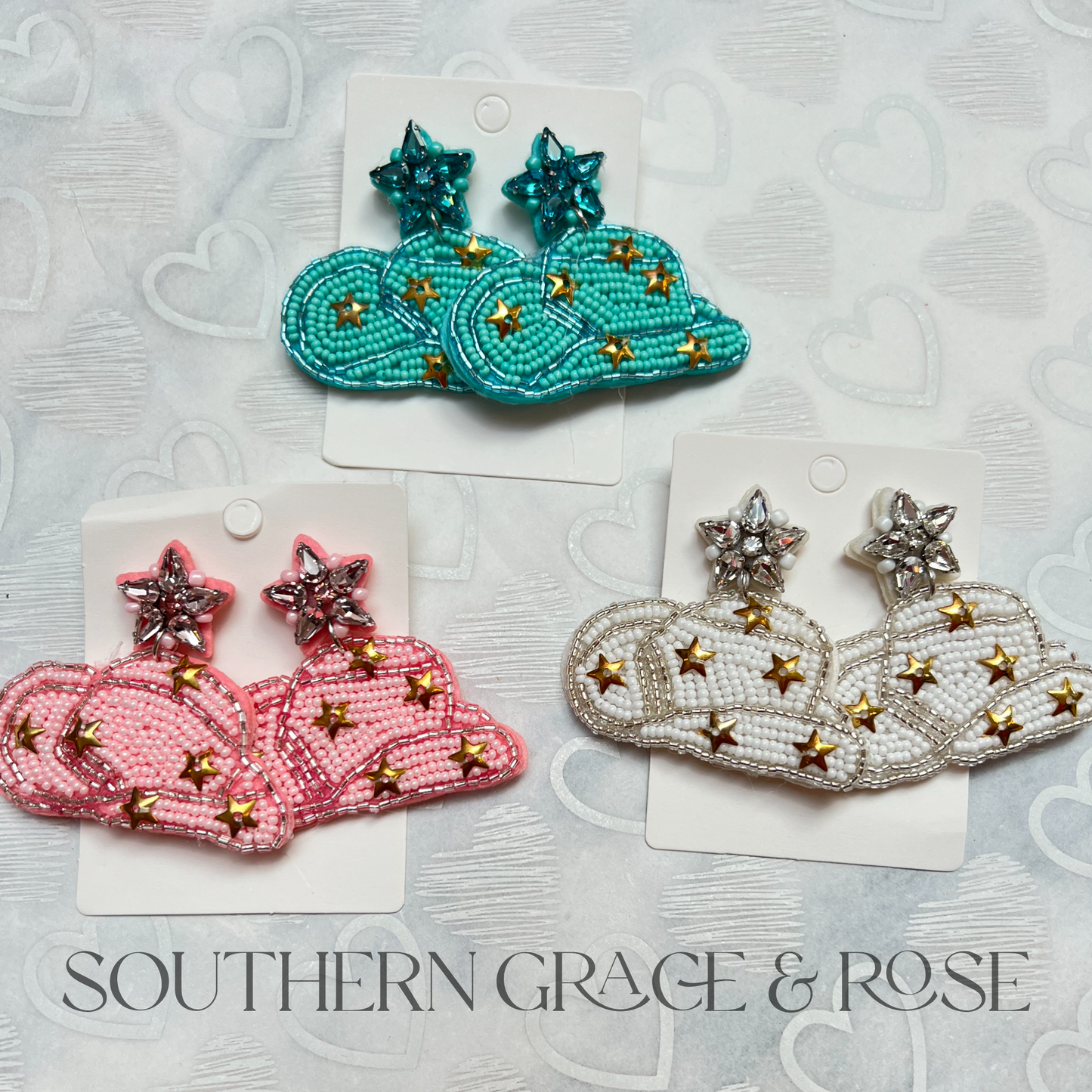 Beaded Earrings- Hearts