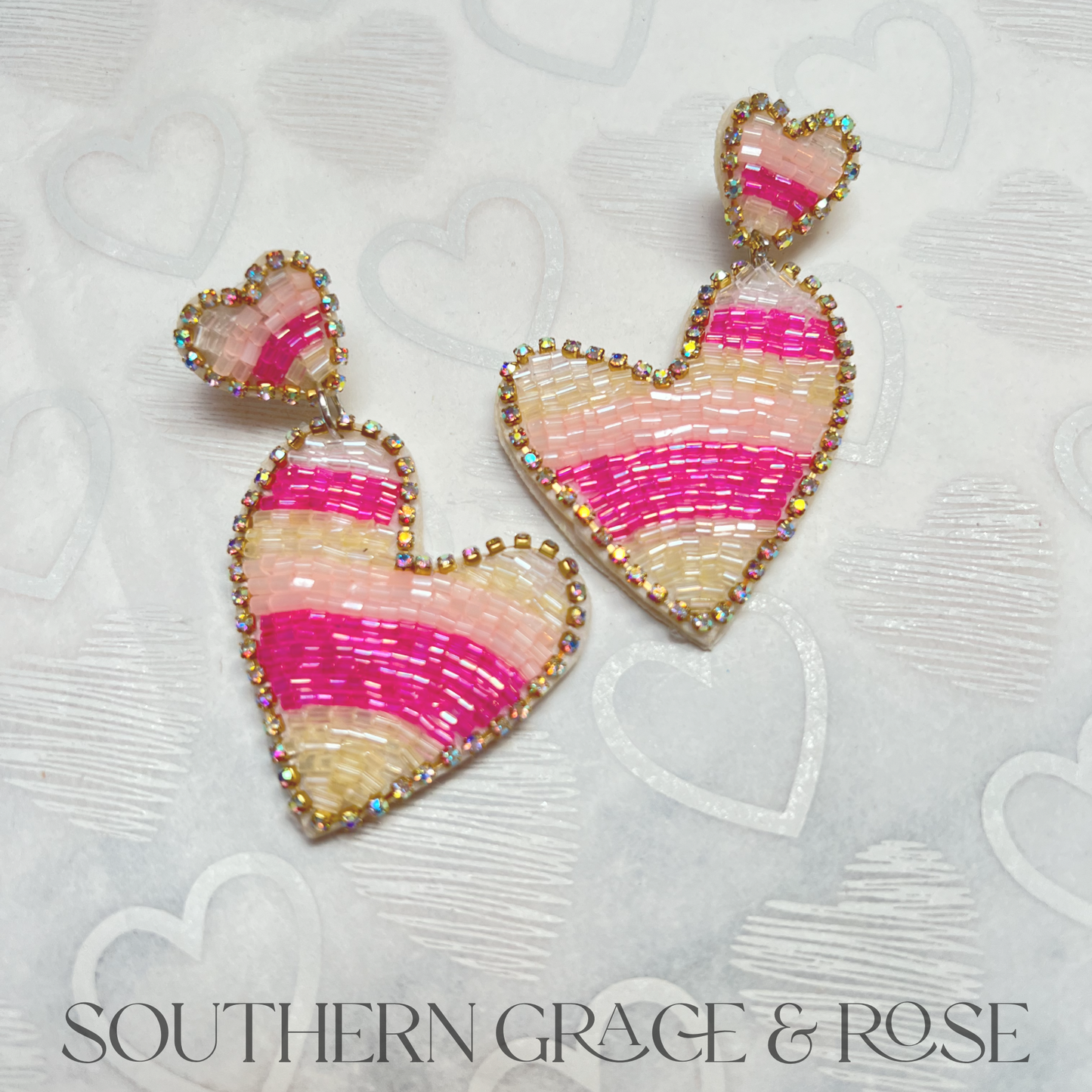 Beaded Earrings- Hearts