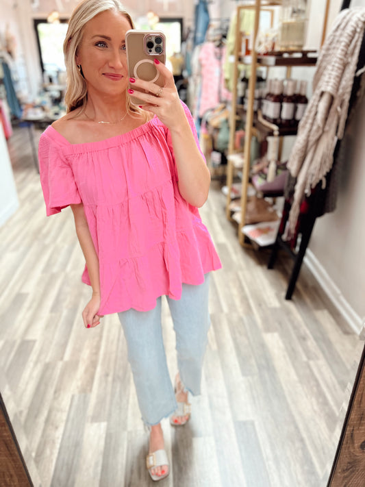 Raquel Pink Linen Top