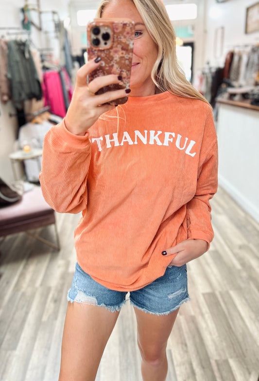 Thankful Corded Sweatshirt