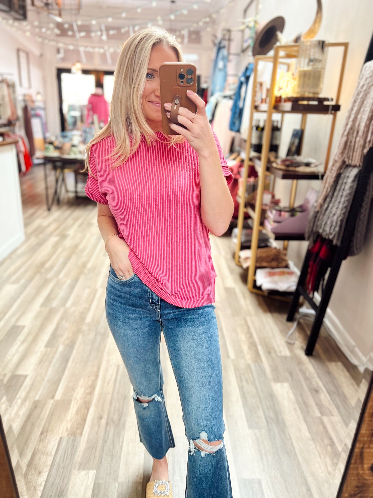 Rose Textured Top