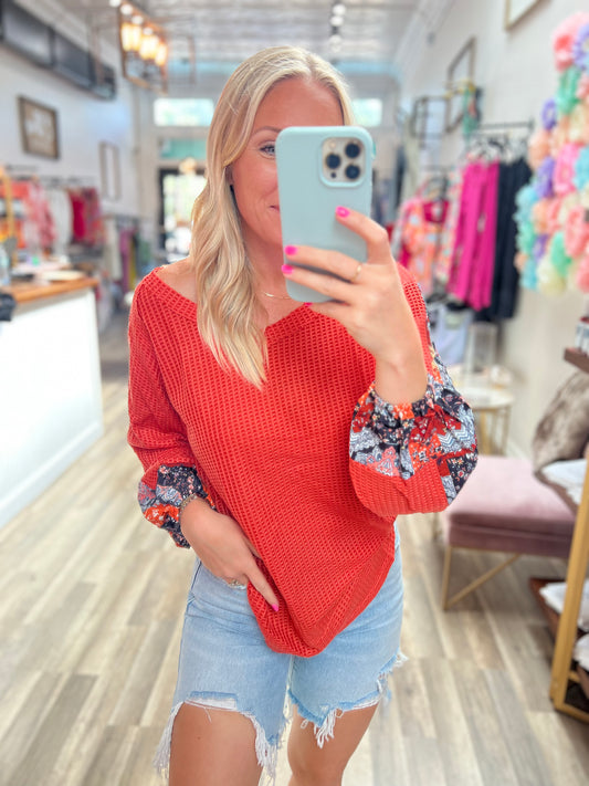 Riley Floral Waffle Top