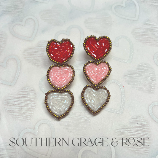 Beaded Earrings- Hearts